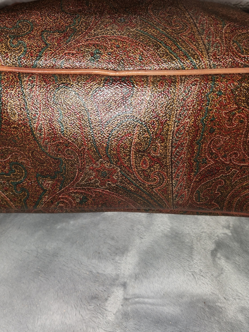 Etro Vintage Milano Paisley Satchel Handbag in Brown with Tan Trim - Picture 5 of 8